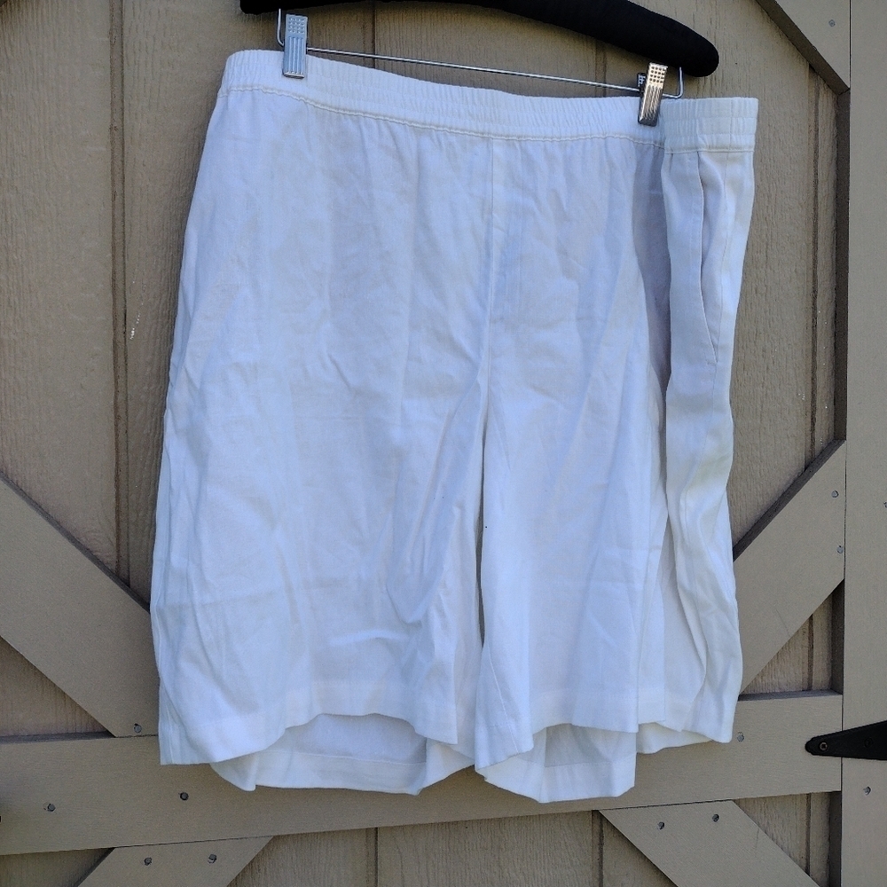 J Jill  Linen Blend Stretch Pull On Shorts White Size 3X